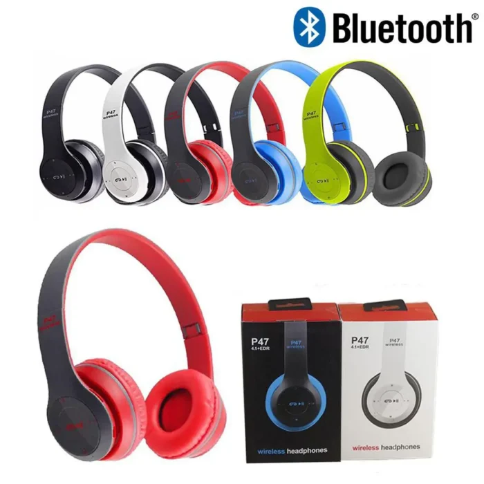 P47 Wireless Bluetooth Headphones Foldable Stereo Deep Bass FM TF Card Support Hands-Free Calling