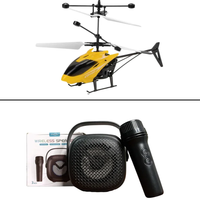 2 in 1 Baby Combo – Mic Speaker+Remote Control Helicopter Toy