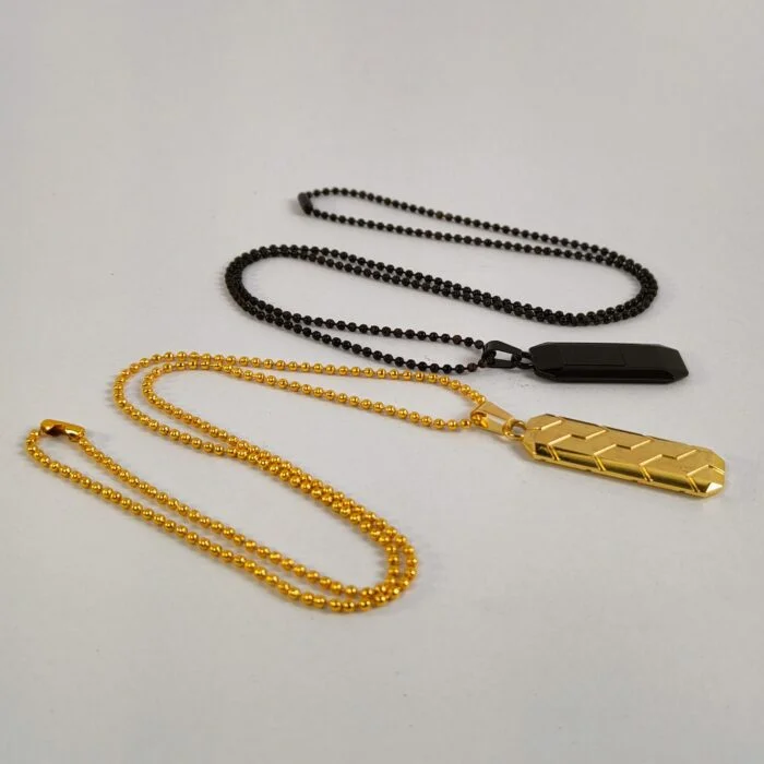 Premium Gold & Black Bar Pendant Necklace – Unisex