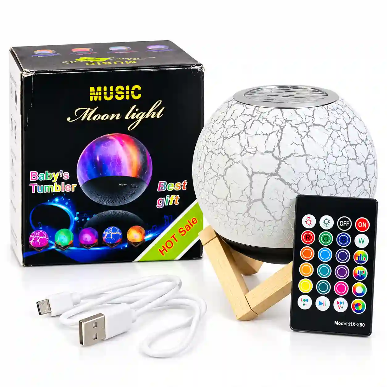 RGB LED Music Moon Light with Remote Control & USB Power