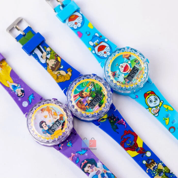 Kids Spinner LED Music Watch Silicone Strap Light